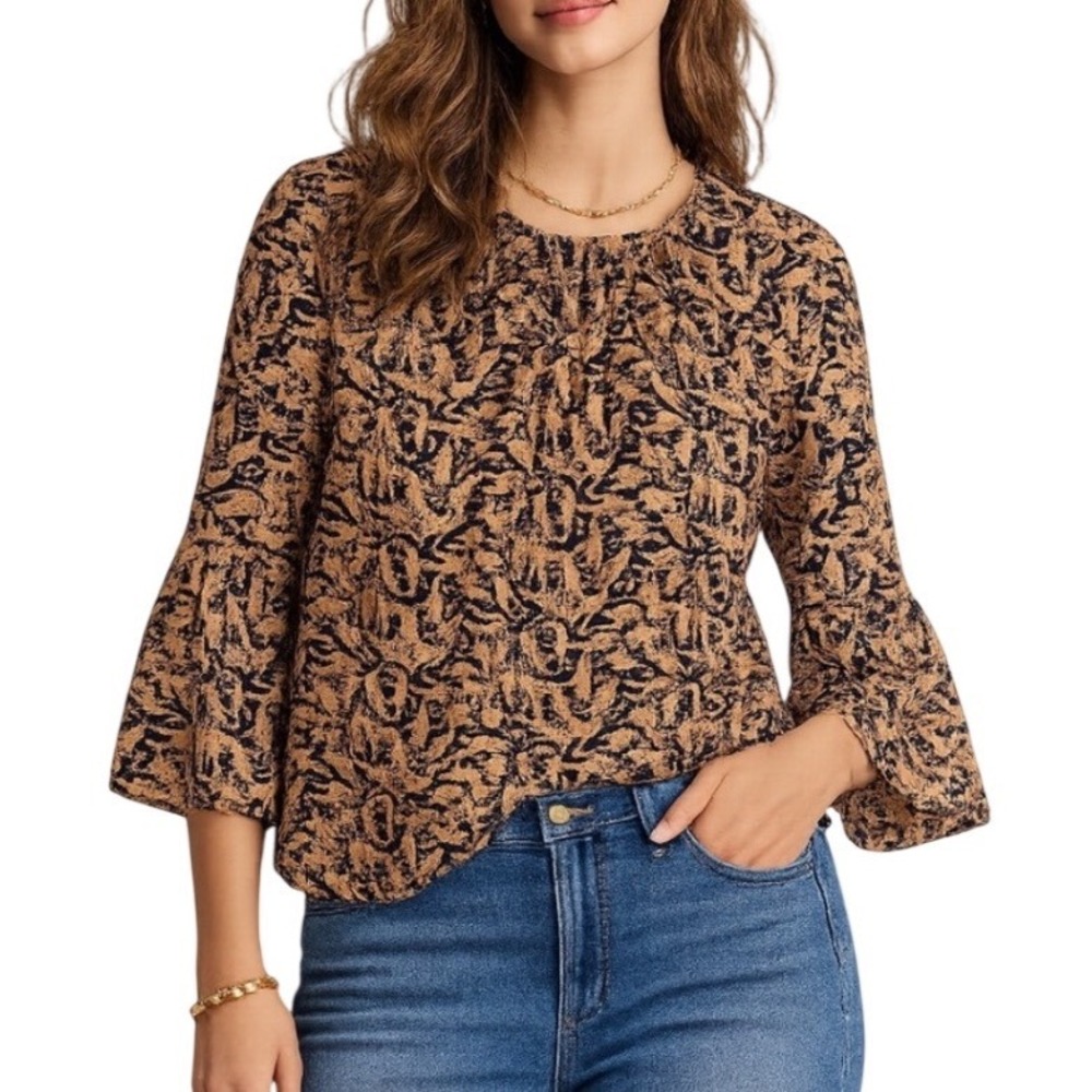 J.Crew Drake's London Cotton Blouse Womens 6 Giraffe Print Blue Orange